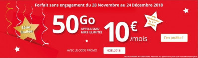 Forfait mobile Auchan Telecom : 50Go à 10 euros/mois jusqu'au 24 décembre