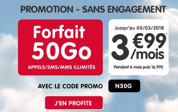 Forfait NRJ Mobile  50 Go à petit prix