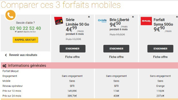 Comparez les forfaits mobiles 4G