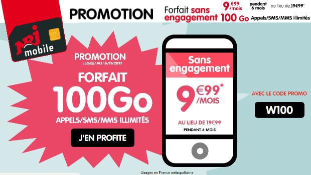NRJ Mobile : code de réduction W100 pour le forfait 100 Go