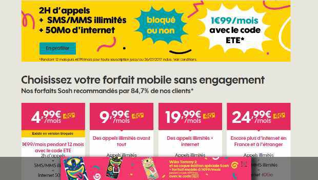 Sosh Mobile 2H à 1,99€/mois pendant 1 an