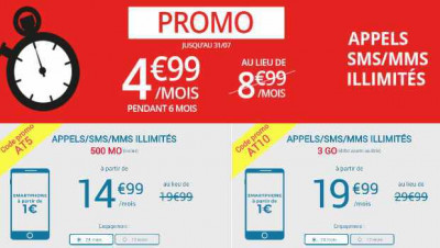 Jusqu'à -10€/mois de remise sur le fofait 3Go Auchan Telecom avec mobile