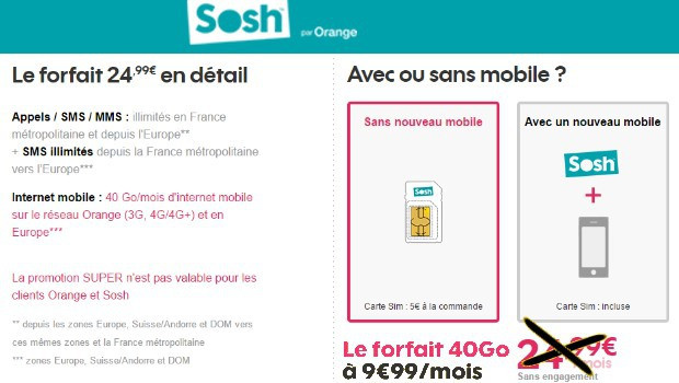 Sosh mobile 40Go