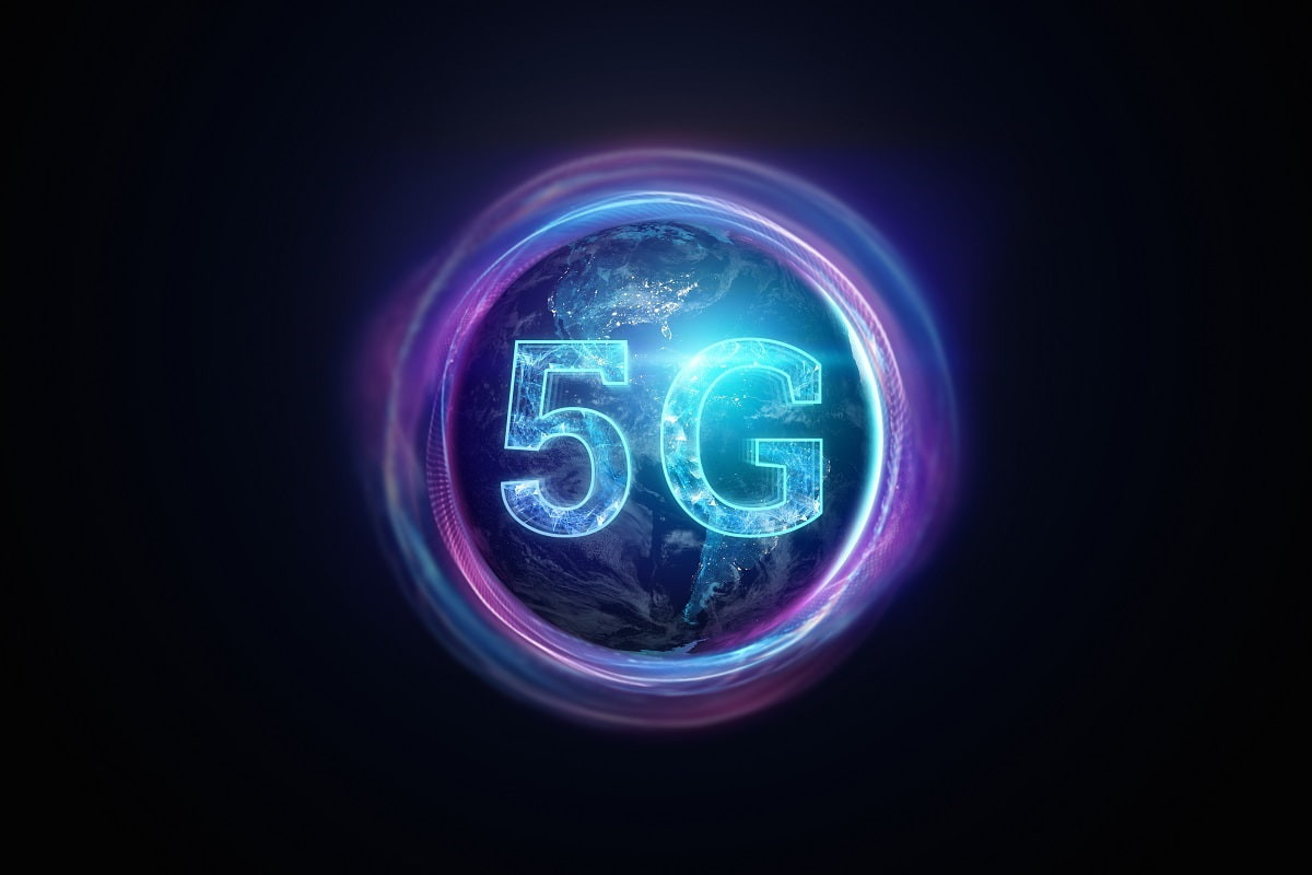 Logo 5G sur fond noir, incluse d'office dans tous les forfaits de Bouygues Telecom