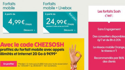 Sosh 20Go à 9,99€/mois