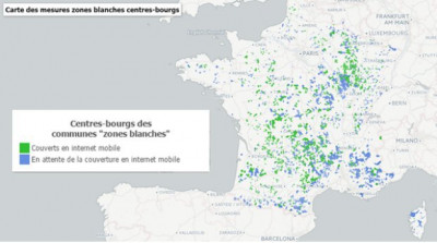 France THD : carte des mesures de zones blanches centres bourgs