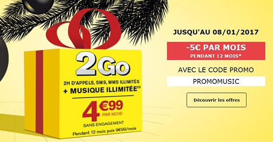 PROMOMUSIC : -5€ sur le forfait Music SIM 2H 2Go