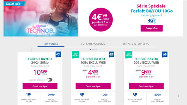 B&You en promo à moins de 5 euros avec 10Go'