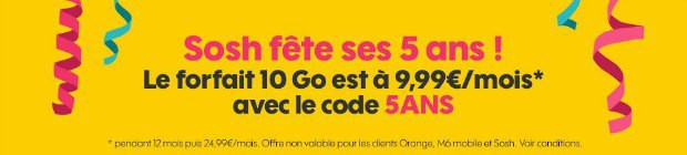 Sosh 10 Go en promotion à 9,99€/mois