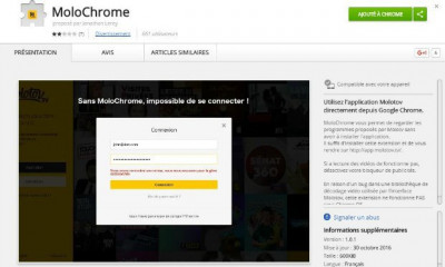 L'extension Molochrome sur le Google Web Store