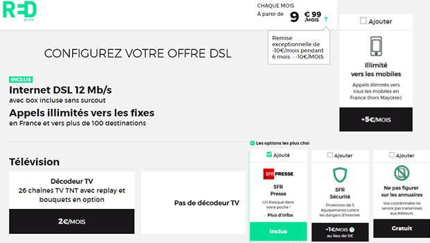 RED by SFR à 9,99€/mois en xdsl et fibre