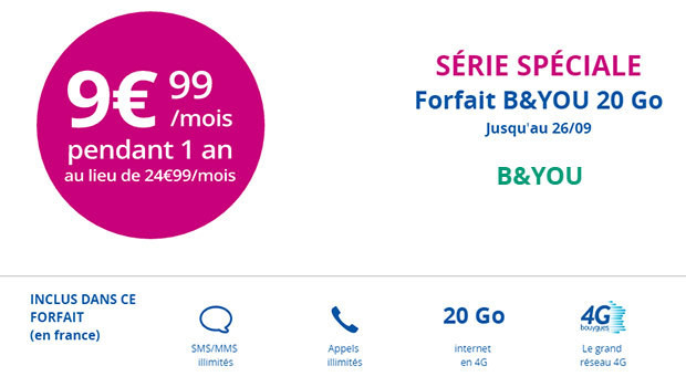 Forfait B&You 20Go à 9,99e/mois