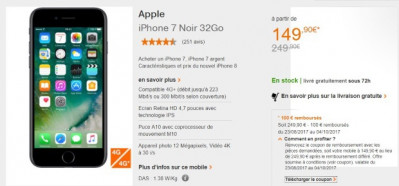 Orange : iPhone 7 à moins de 150€
