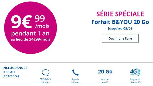 B&You à 9,99€/mois pour 20Go