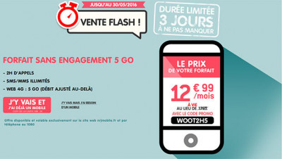 NRJ Mobile Woot 2 heures 5 Go à 12,99€