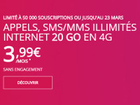 série limitée Virgin Mobile 20Go 3.99 euros