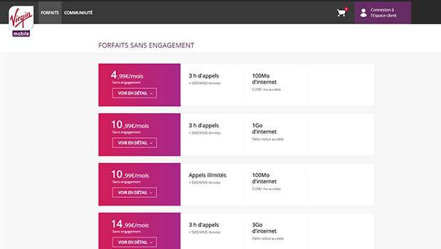 Forfaits sans engagement Virgin Mobile XDays à vie