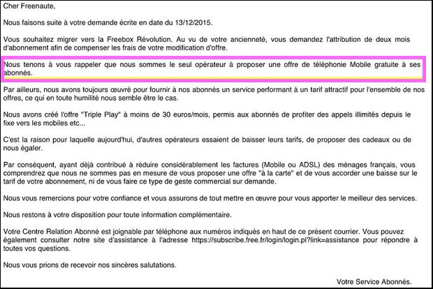 courrier de Free