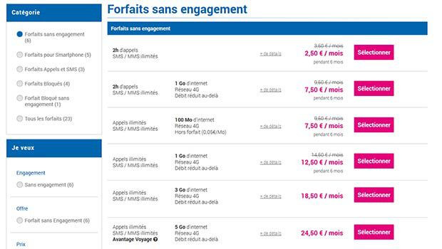 Des forfaits avec engagement sur 12 mois, 214 mois, avec ou sans mobile