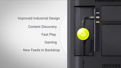 Chromecast TV, rond, coloré et avec cordon HDMI souple