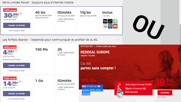 SFR Mobile Power 5Go ou RED by SFR 3Go DEAL Europe ?