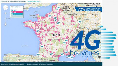 La 4G bien couverte pas Bouygues en France, à 72% de la population