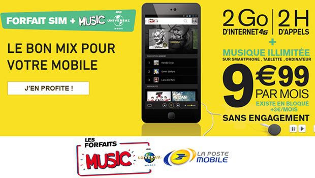 Les forfaits SIM+Music de La Poste Mobile Universal Music, sans engagement