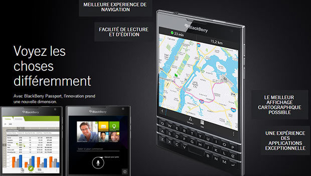 BlackBerry Passport plus 30% d'affichage par rapport à un Smartphone 'normal'