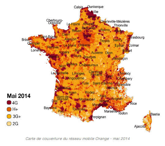 orange couvre 55% de la population en 4G