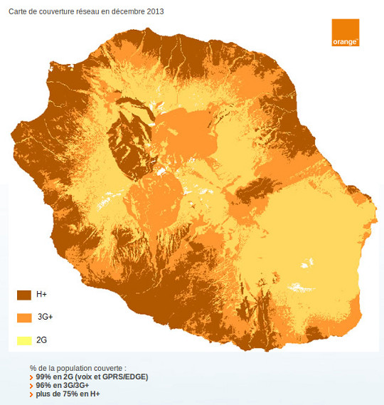 la couverture 3g de la réunion par orange