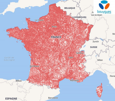 Le réseau 4G de Bouygues en septembre 2019 selon l'ARCEP