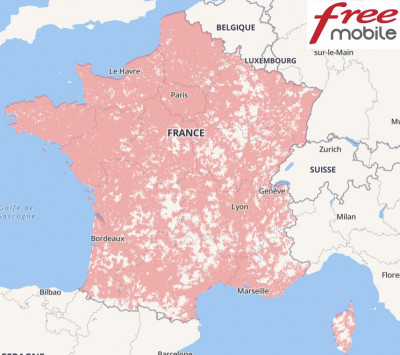 carte de couverture 4G de free mobile selon l'ARCEP (30/09/2019)