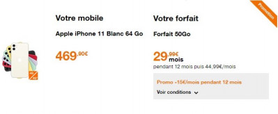 L'iPhone 11 avec l'offre forfait + mobile Orange