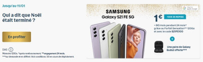 le samsung gamaxy s21 5g est éligible aux  forfaits sensation avec avantages smartphone de Bouygues Telecom