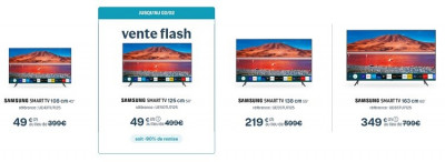Pendant les soldes Bouygues, l'offre Internet Bbox Smart TV est à l'honneur, avec la télévision Samsung 125 cm au prix de la 108 cm : 49€.