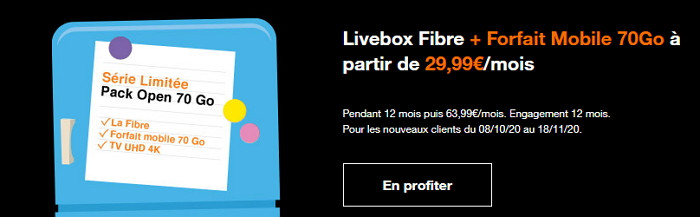 Box + mobile Orange : la série limitée Open 70 Go en promotion