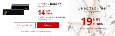 Freebox + forfait Free : 14,99 + 15,99 euros par mois