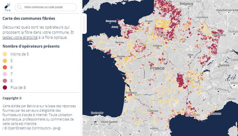 Carte de la fibre en France