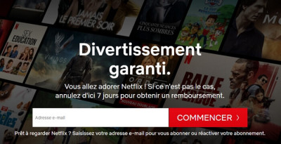 Ecran d'accueil de Netflix en juin 2020 : 7 jours d'essais gratuits