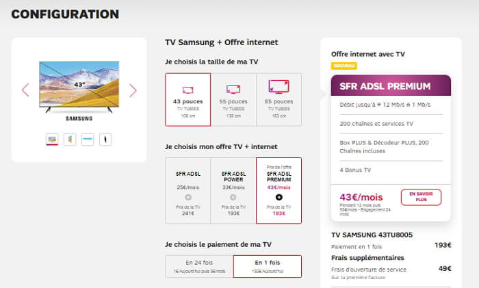 Configuration des offres Internet SFR avec Smart Tv Samsung