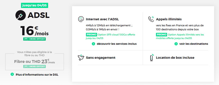 L'offre internet en promotion de RED en mai 2020 : l'ADSL à 16 euros par mois