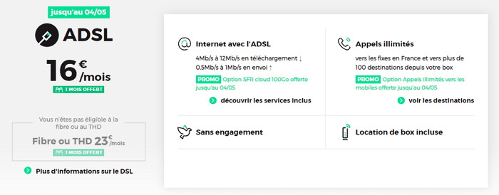 L'offre internet en promotion de RED en mai 2020 : l'ADSL à 16 euros par mois