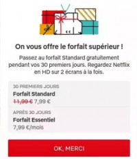 Fin du surclassement le premier mois sur Netflix