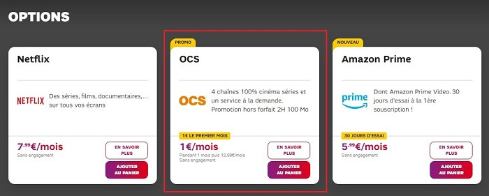 OCS est à seulement un euro le premier mois pour les clients SFR