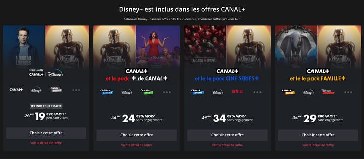 Les offres Canal qui intègrent Disney+