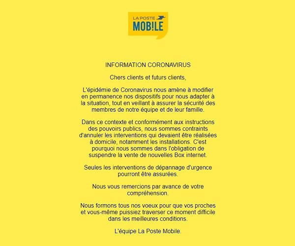La commercialisation des offrfes box La Poste Mobile est suspendue.