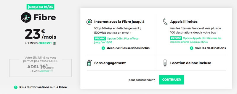 Résumé de l'offre Internet RED box en  mars 2020