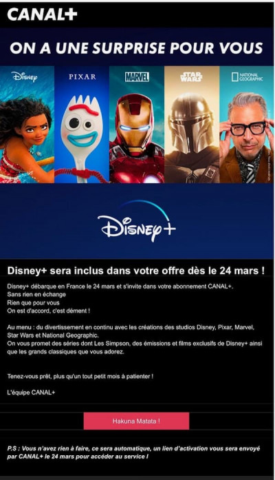 Disney+ inclus gratuitement dans le pack Ciné Séries de Canal+