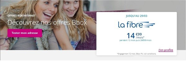 Une bbox fibre, c'est à partir de 14,99€/mois chez Bouygues