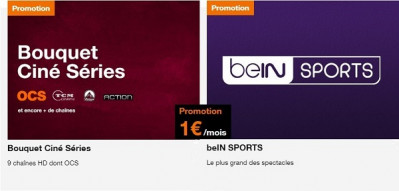 Le bouquet Ciné Séries avec les chaînes OCS et le bouquet avec toutes les chaînes beIN Sports sont en promotion chez Orange à seulement 1€/mois.